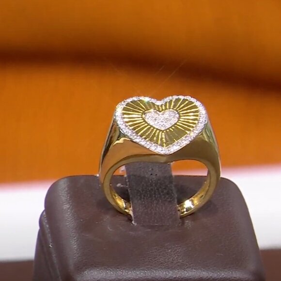 Rarities Carol Brodie Gold Plated 1/4ctw Diamond Heart RING 8 nwt - Picture 4 of 11